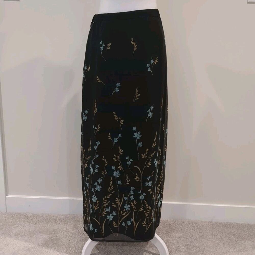 Sheer Black Chiffon Maxi Skirt Women 12 Whimsigoth Fairy Grunge Witchy Boho